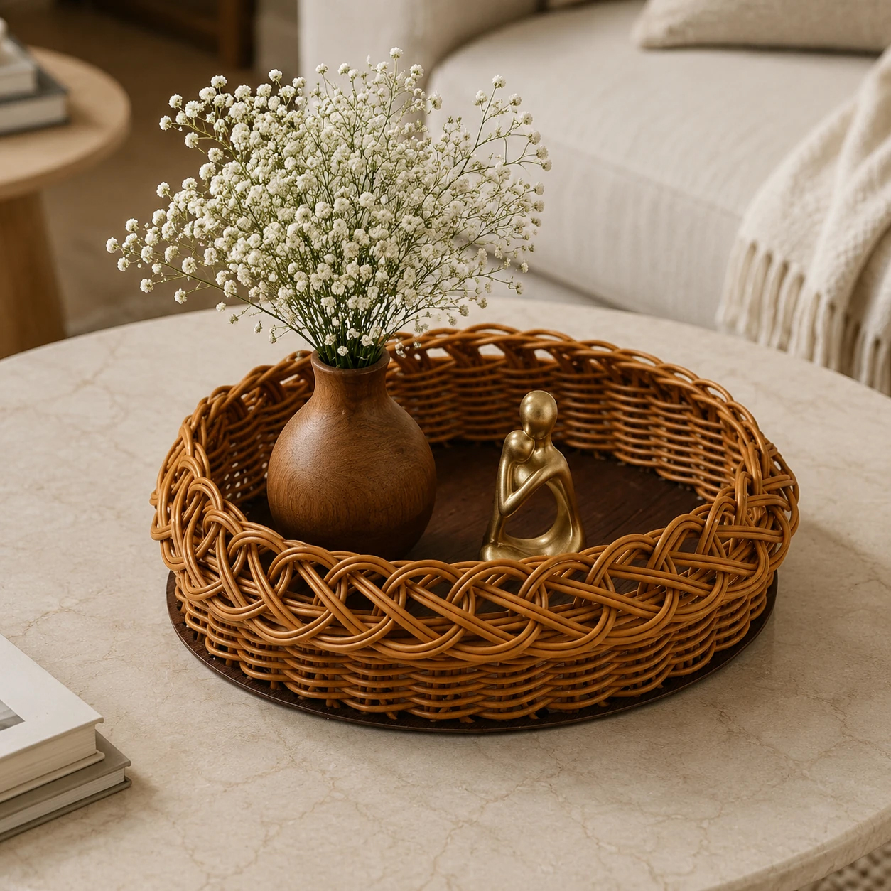 سینی بدون دسته  ارغوان بافی سایز 25×25 سانتی متر